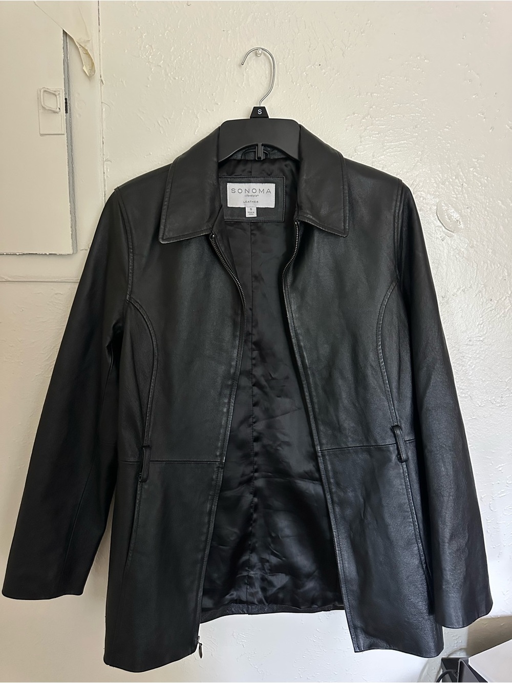 Sonoma Life + Style Women's Black Leather Jacket Size Small